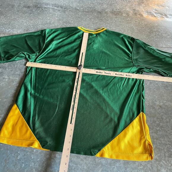 Vintage Nike Team Union Made USA Letter P Jersey Medium Green Yellow UFCW Labor - Picture 10 of 12